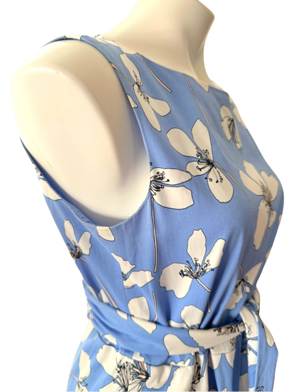 Anne Klein Floral Garden PartyPrint Belted Midi Dress Sleeveless Cotton S - Picture 2 of 10
